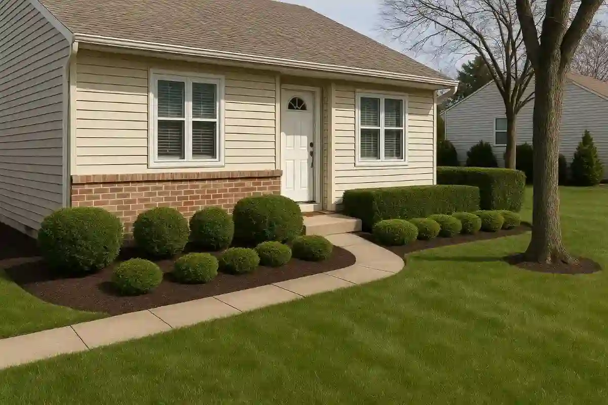 Leaf-free lawn and cleaned garden beds after a full spring or fall cleanup at a South Jersey home.